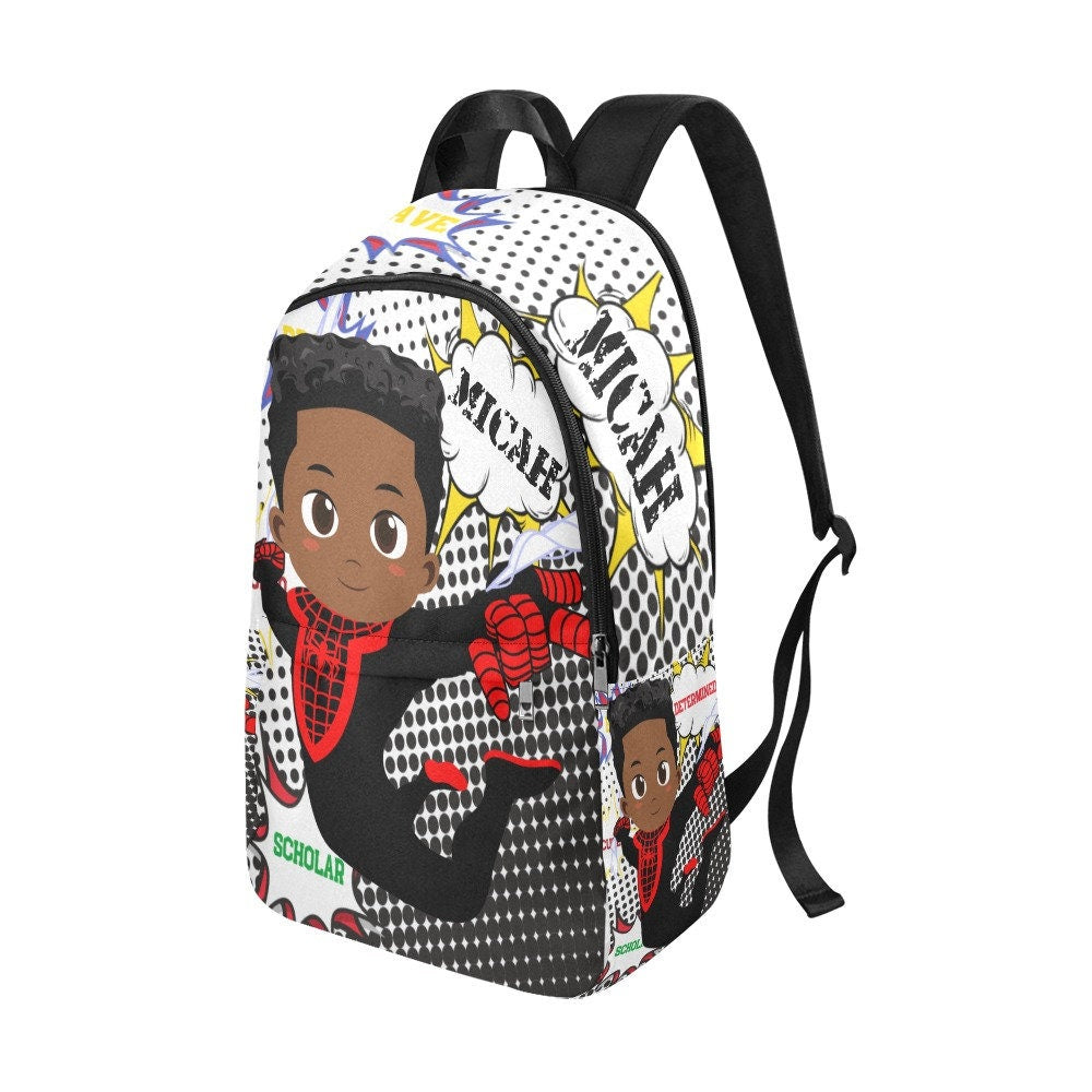 Black boy bookbag, boy gift, blackboy backpack, spider bookbag, bookbag, boy birthday gift,