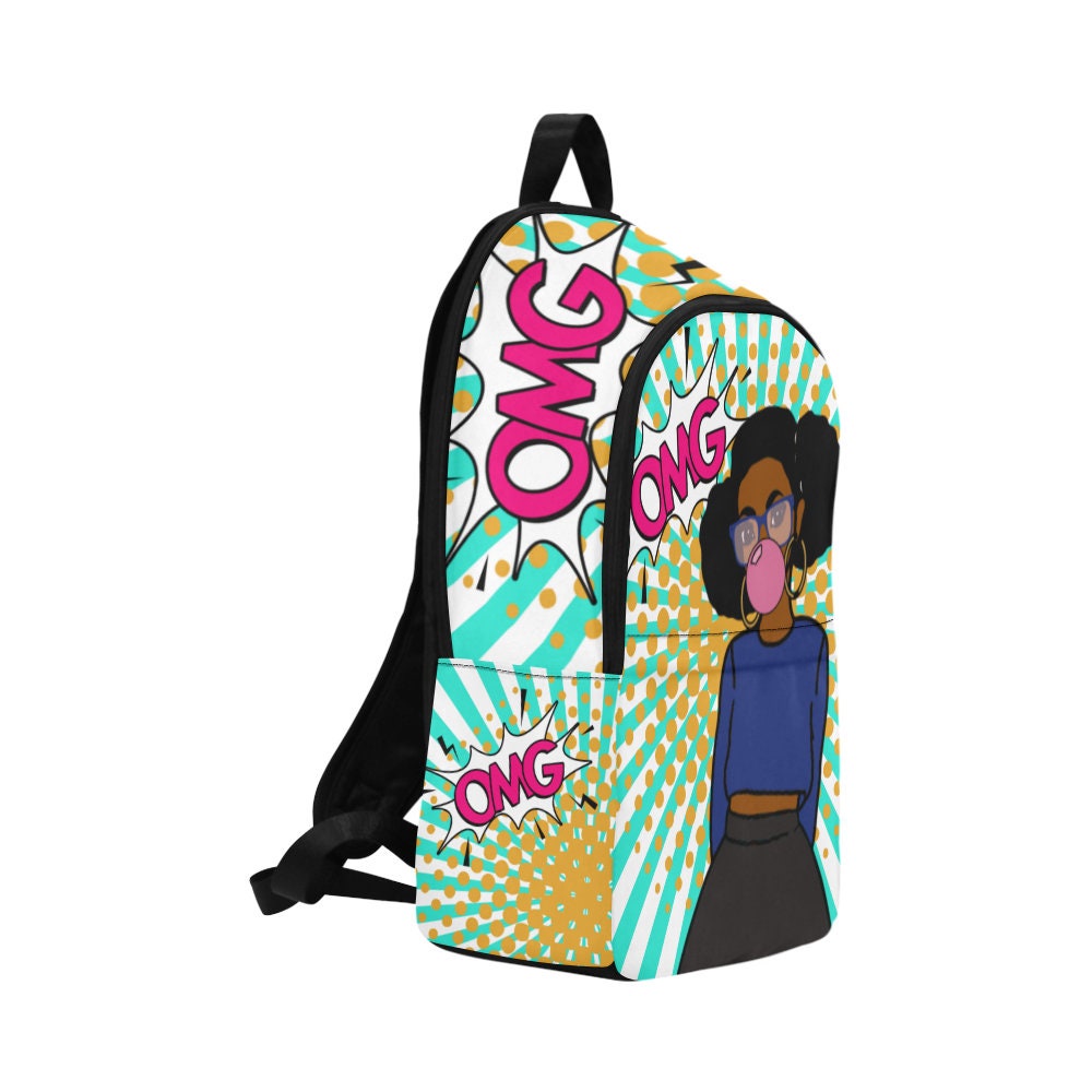 black girl back pack, black girl book bag, custom book bag, custom backpack, afro, black girl, bookbag, back to school