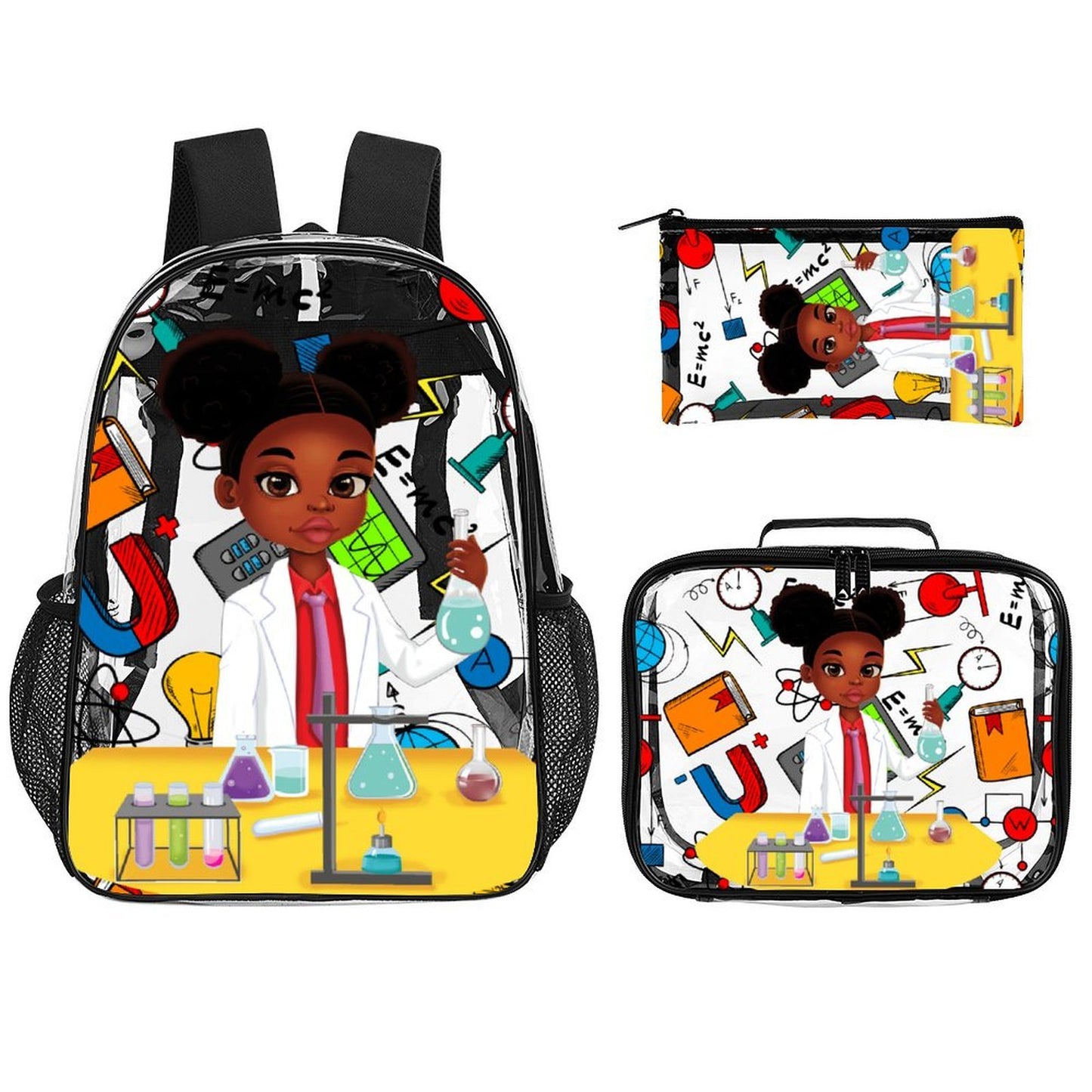 Future Stem Girl Clear 3pc Backpack set