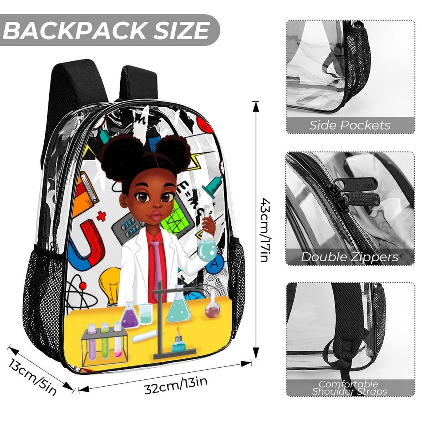 Future Stem Girl Clear 3pc Backpack set