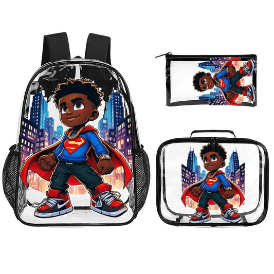 Superhero Boy Clear Backpack 3pc set
